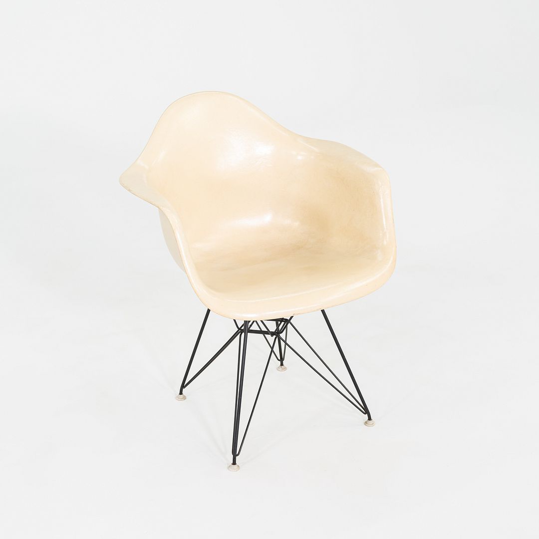 1962 Pair of Herman Miller Eames DAR Fiberglass Arm Shell Dining Chairs White