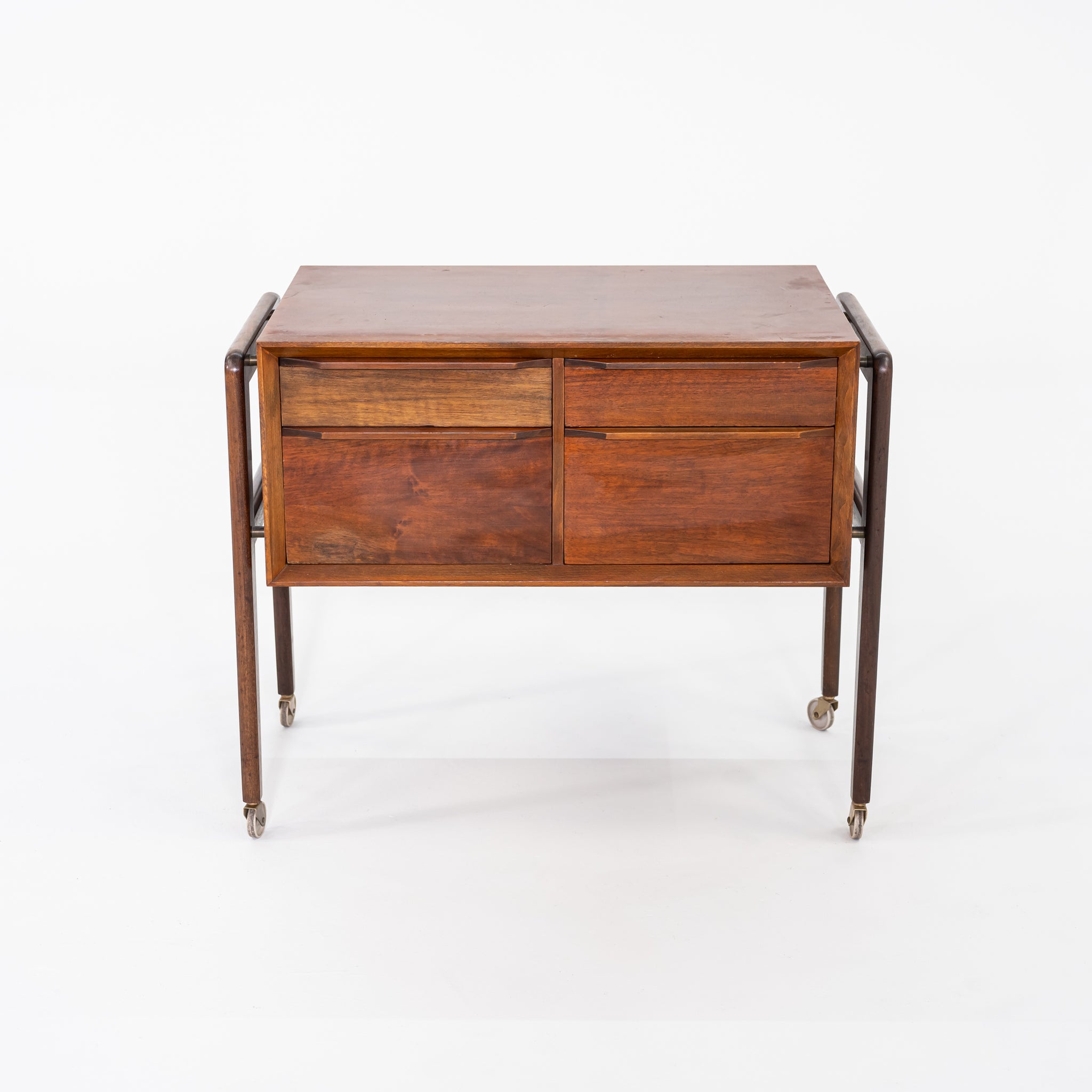1960s Arne Vodder Rolling Cabinet or Sewing Chest in Teak 17 x 28 x 23 inches