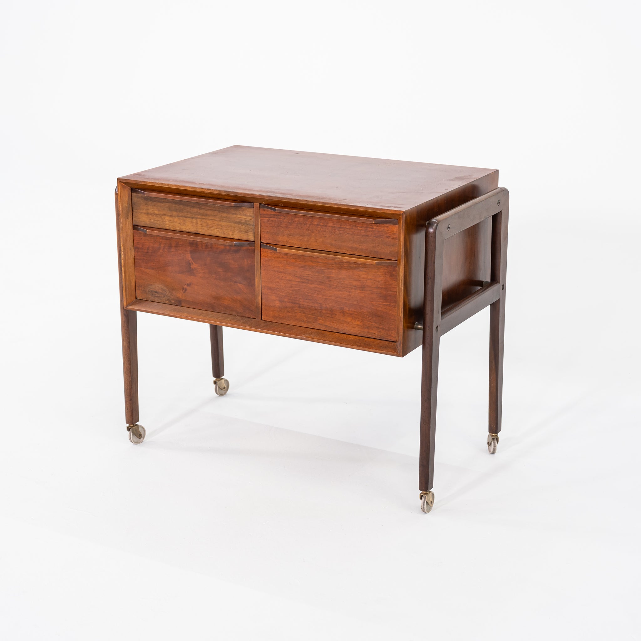 1960s Arne Vodder Rolling Cabinet or Sewing Chest in Teak 17 x 28 x 23 inches