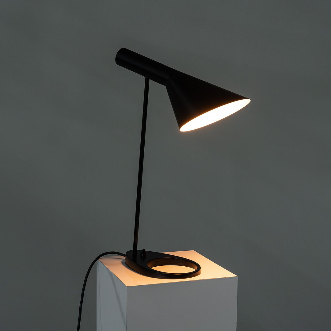 1996 Arne Jacobsen for Louis Poulsen AJ Desk / Table Lamp Black Enameled Steel