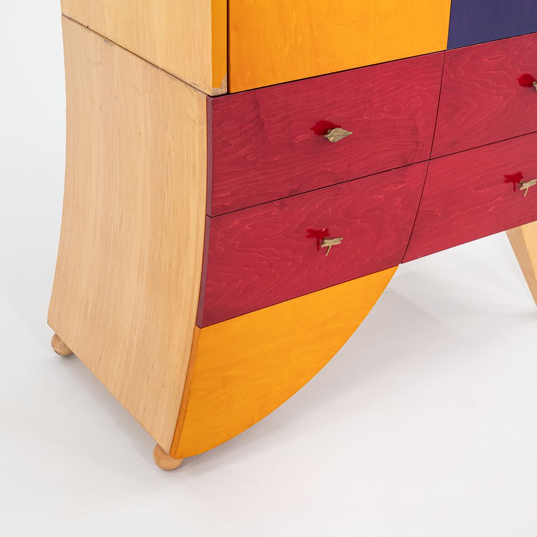 1990s Postmodern Sculptural Studio Craft Color Block Maple Armoire / Cabinet (Right)