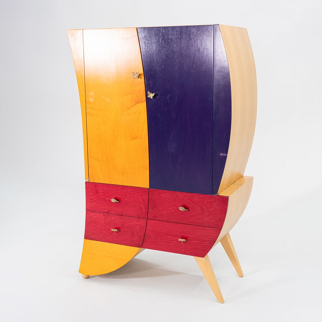 1990s Postmodern Sculptural Studio Craft Color Block Maple Armoire / Cabinet (Right)