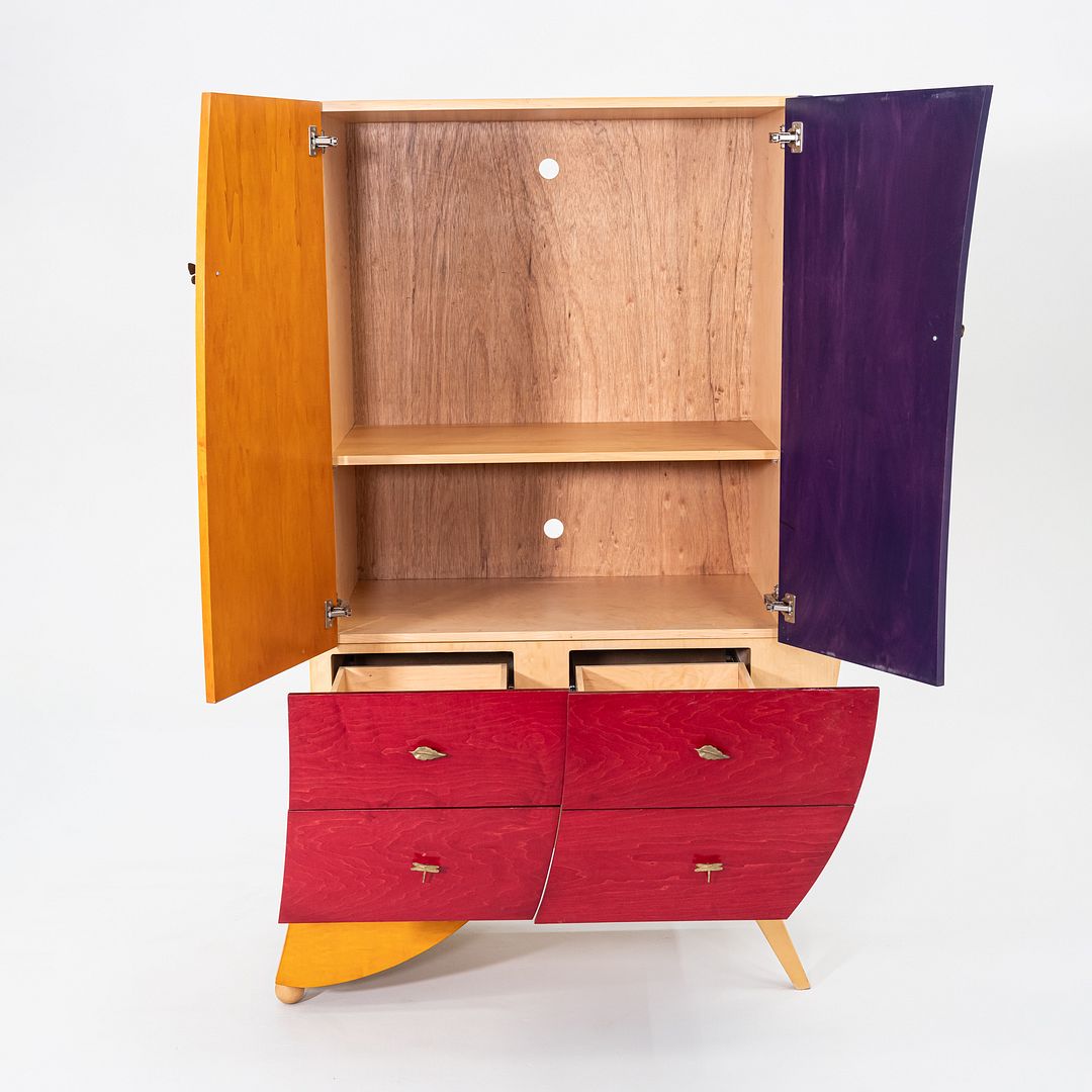 1990s Postmodern Sculptural Studio Craft Color Block Maple Armoire / Cabinet (Right)