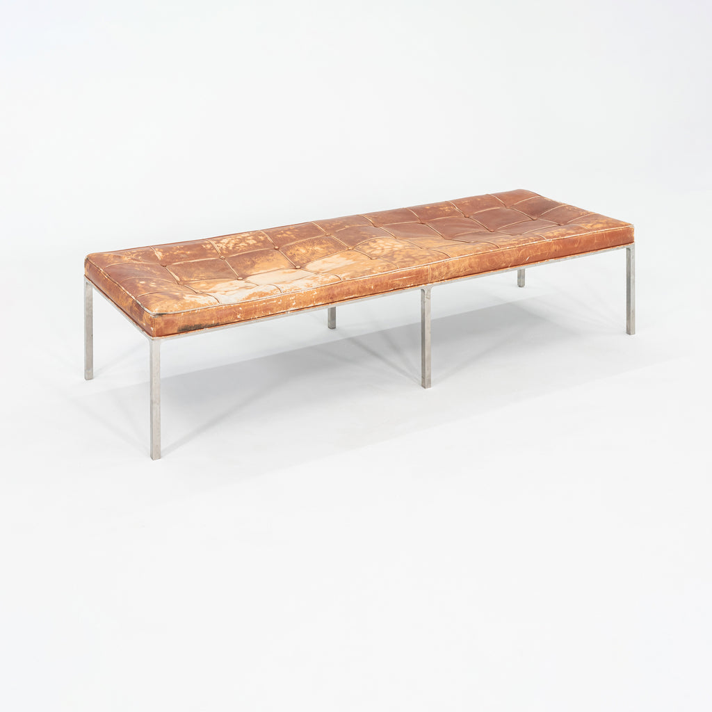 1960s Gordon Bunshaft and Davis Allen of SOM Stainless Steel and Leather Bench