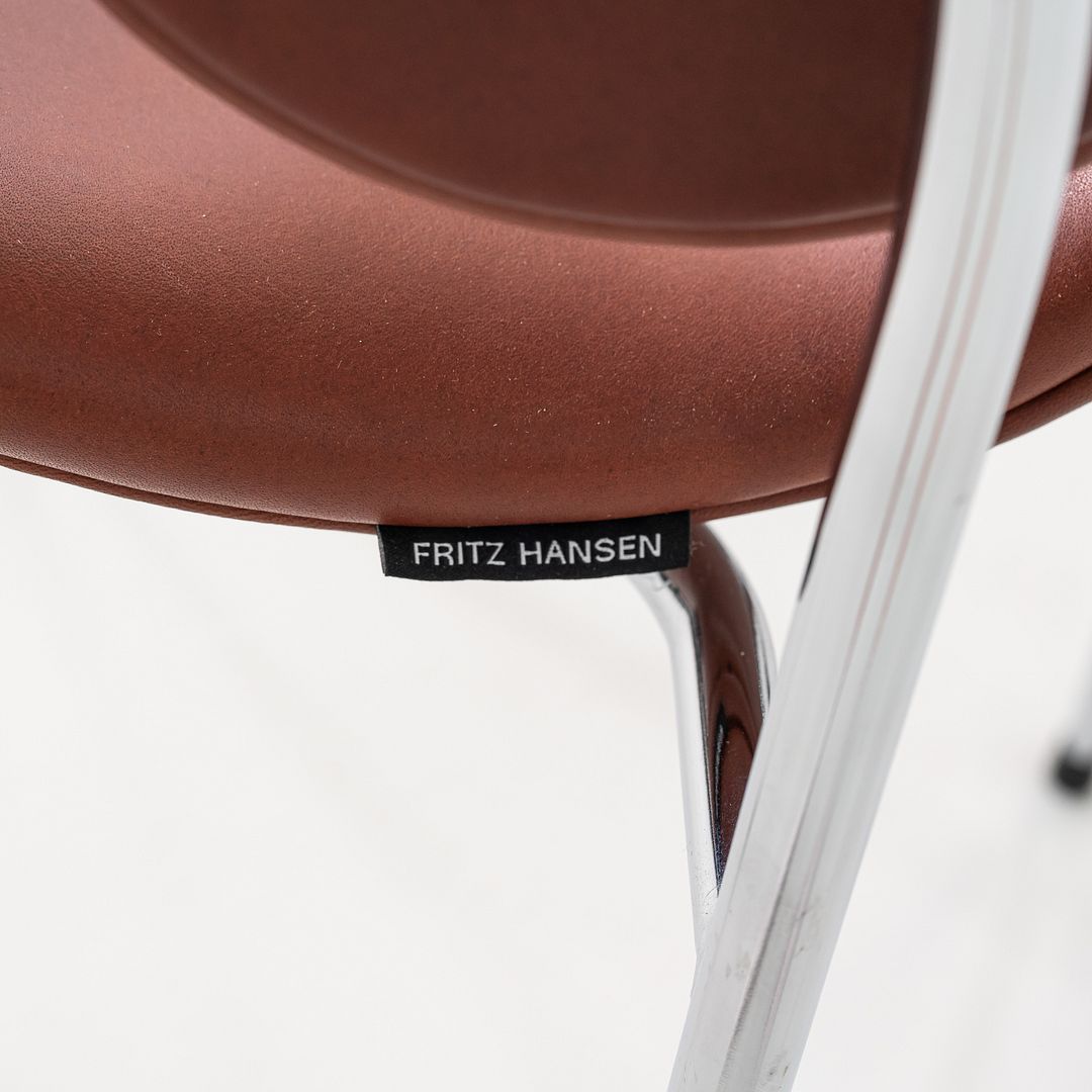 2022 Arne Jacobsen for Fritz Hansen Lily Arm Chair in Chestnut Grace Leather