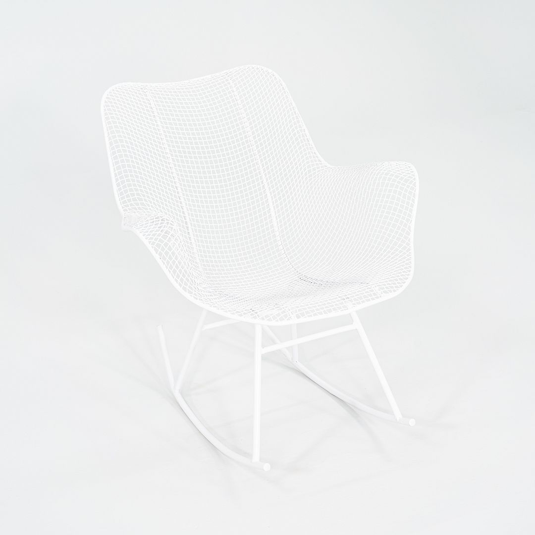 1950s Russell Woodard Sculptura Rocking Chair with White Wrought Iron Frame