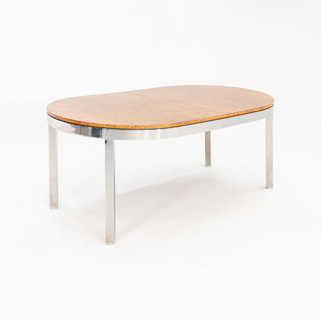 1970 I.M. Rosen for Pace Collection Burl & Chrome 967 Dining Table 42x72 inches