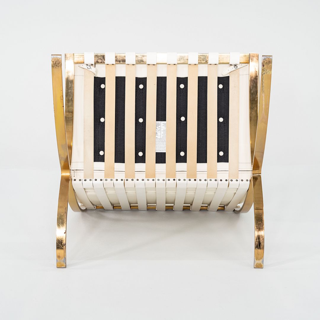 Mies Van der Rohe for Knoll + Gratz Barcelona Chair White w/ Gold Plated Frame