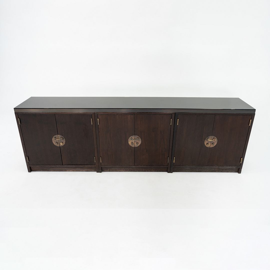 1950s Edward Wormley for Dunbar Walnut Ming Sideboard Cabinet w/ Brass Hardware