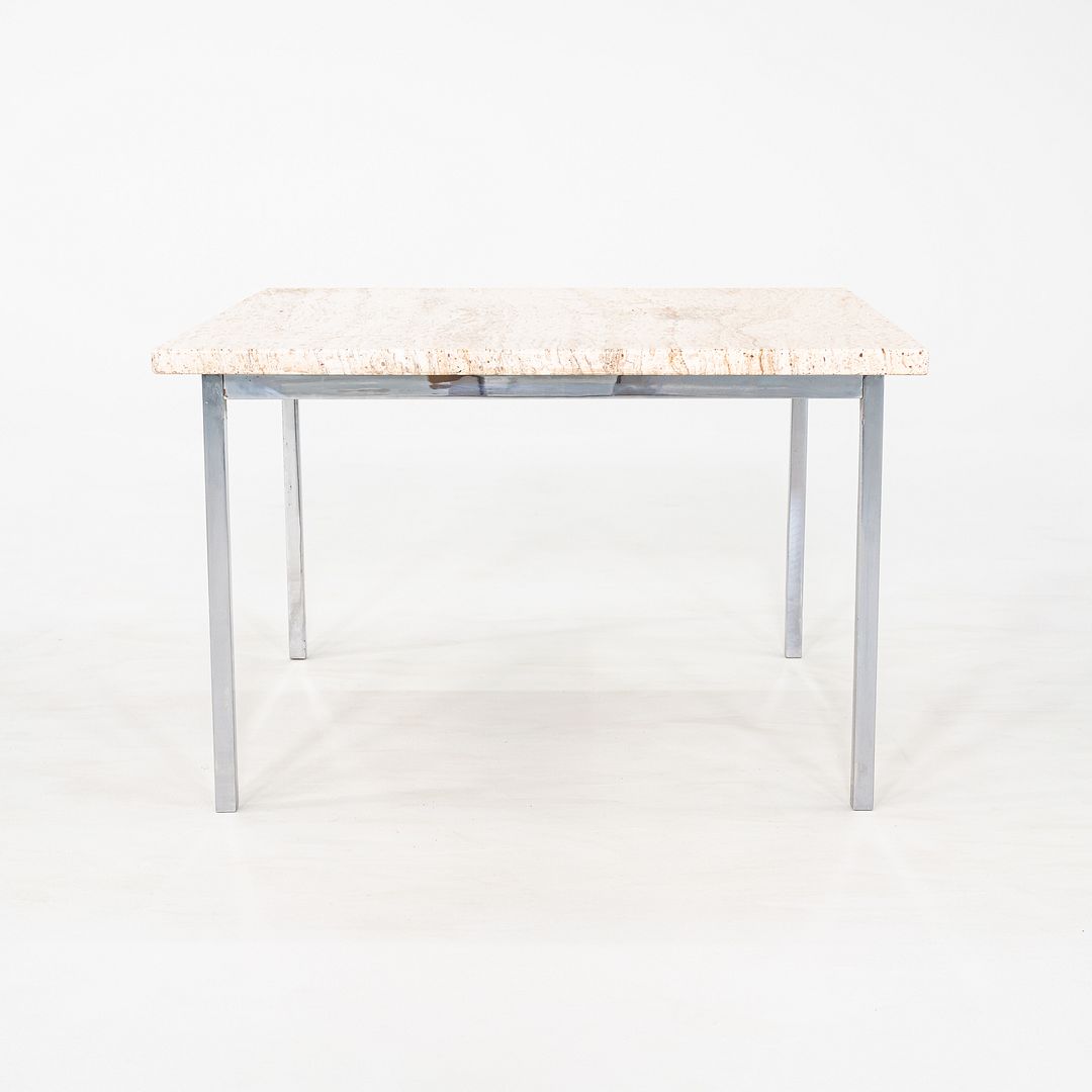 1970s Pair of Chrome and Travertine Side / End Tables Attributed to Knoll 27"