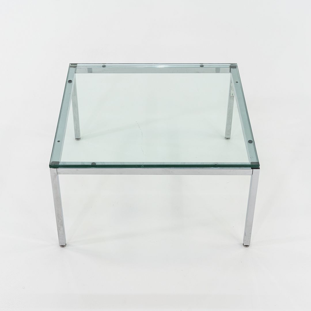 1990s Florence Knoll Side / End Table w/ Glass Top 26x26x14 Inches 6+ Available
