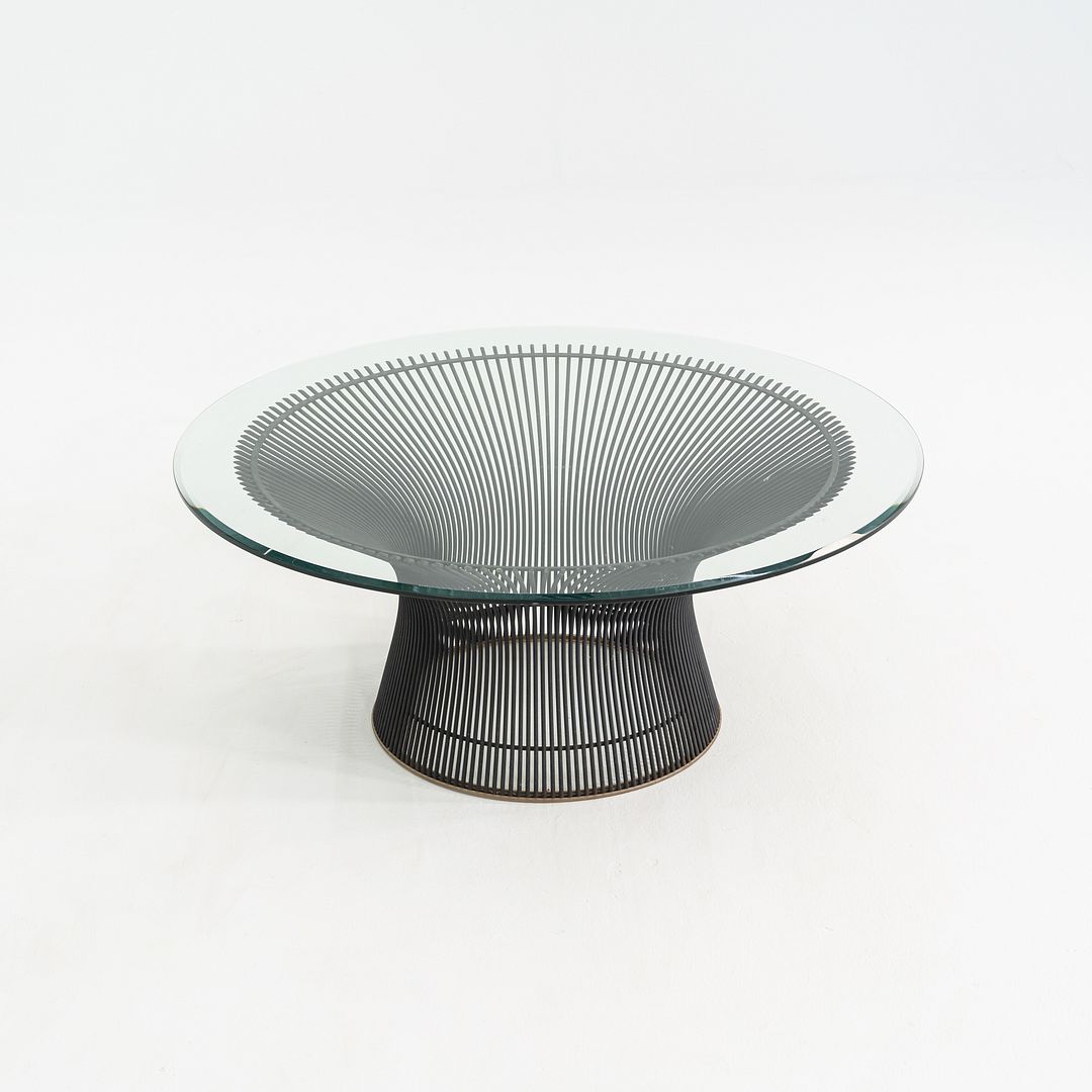 SOLD 1960s Warren Platner for Knoll Coffee Table 36 Inch Glass Top in Dark Bronze