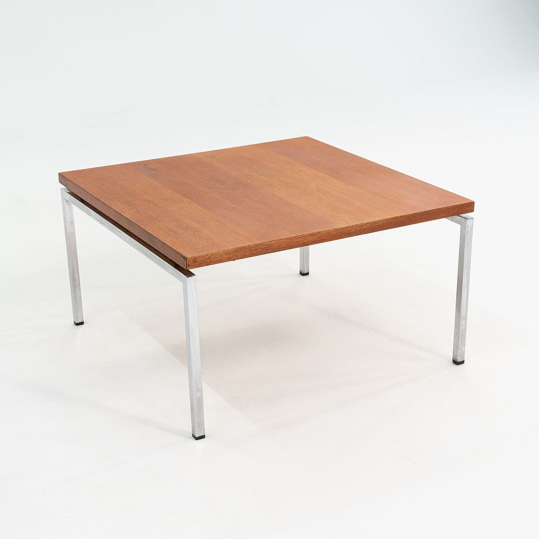 1970s Danish Chromed Steel and Teak Coffee or End Table 33 x 33 x 19 inches
