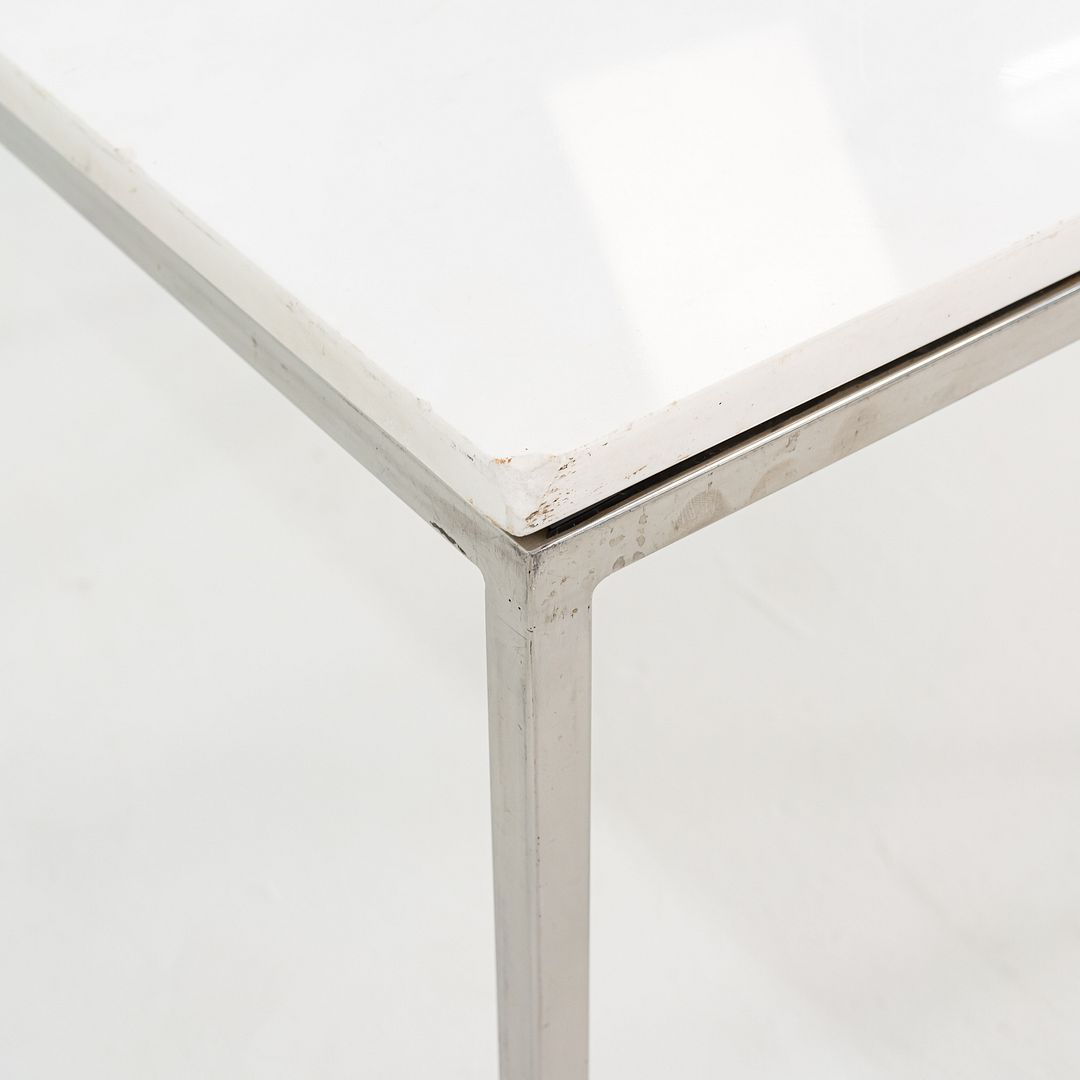 1965 Pair of Custom Marble and Steel Square Side Tables from Yamasaki Building