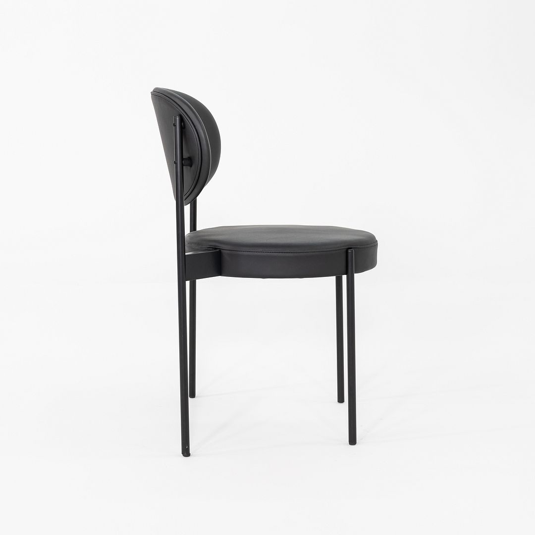 2020s Set of Ten Verner Panton for Verpan Series 430 Dining Chairs Black Leather