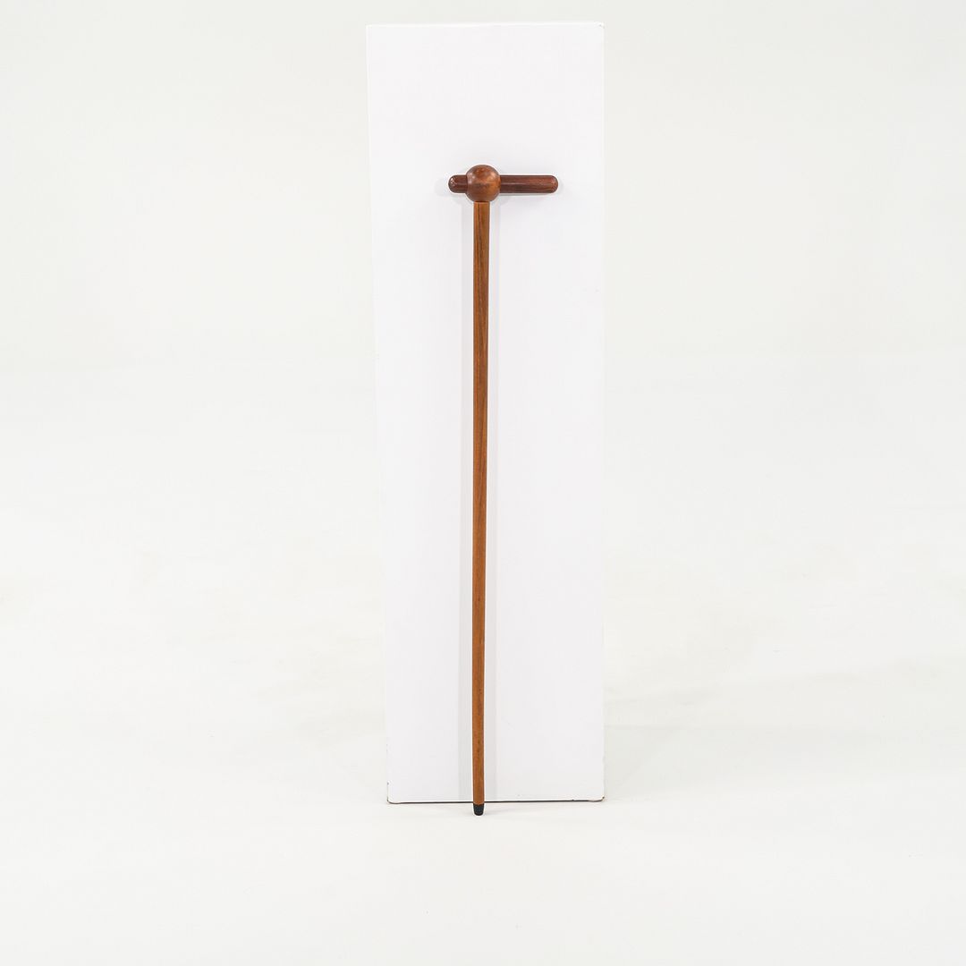 1970s Scandinavian or Danish Custom Teak Cane or Walking Stick w/ Metal 35.5"