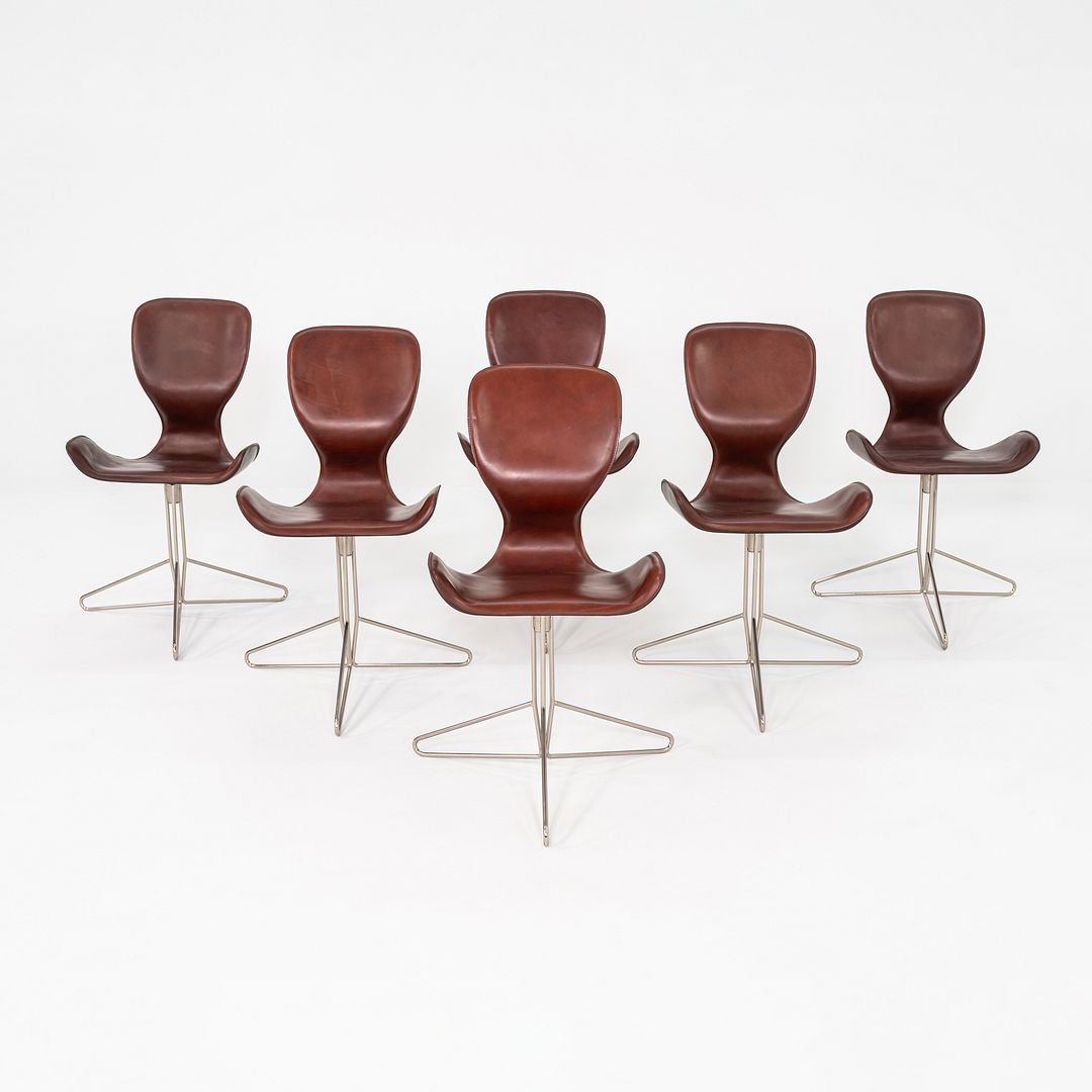 2000s Set of Six Kirsten Jones & Adam Bottomley KOI K2 Dining Chairs in Leather