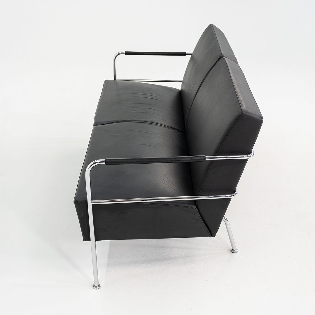 1990s Gunilla Allard for Lammhults Cinema Sofa / Loveseat Steel & Black Leather