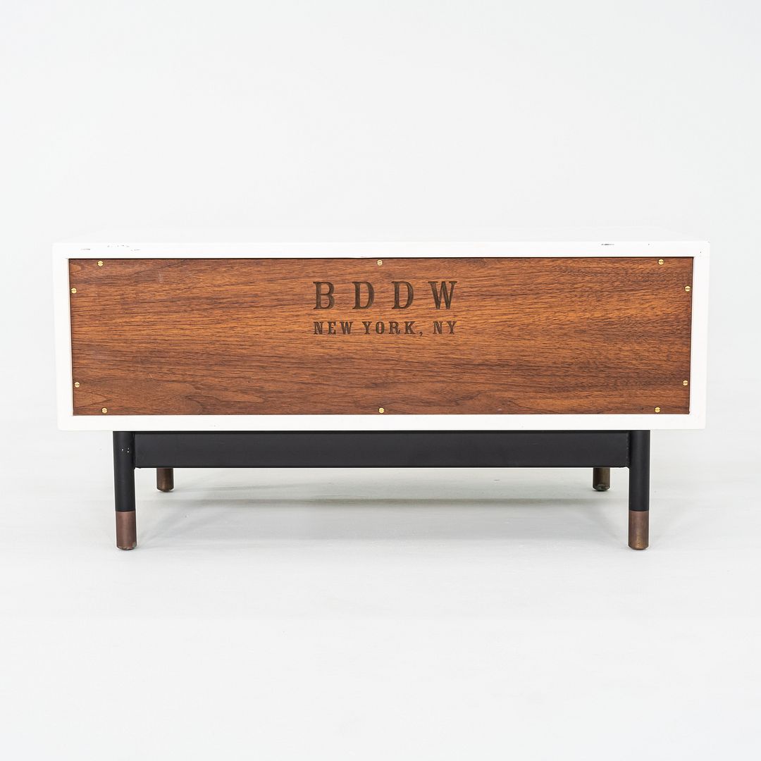 2010s BDDW Low Profile Nightstand / Cabinet in Brass and Lacquered Wood 31x16x15