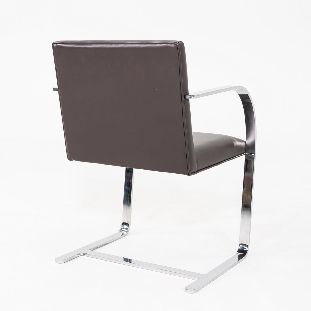 2010s Mies van der Rohe Flat Bar Brno Dining Chair in Brown Leather 12+ Avail