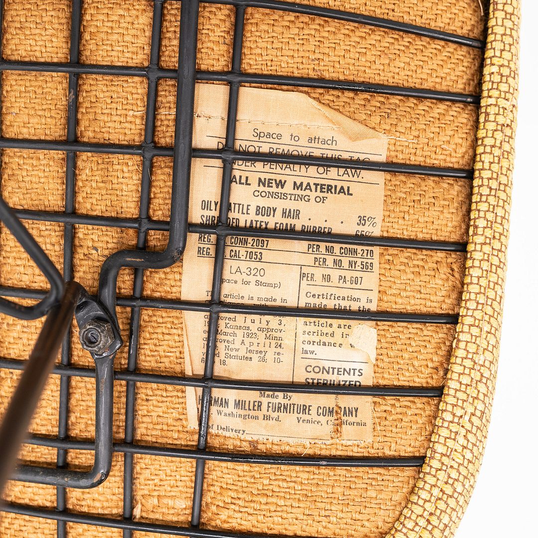 1954 Pair of Eames Herman Miller DKR-1 Chairs w/ Eiffel Bases in Hopsack Fabric