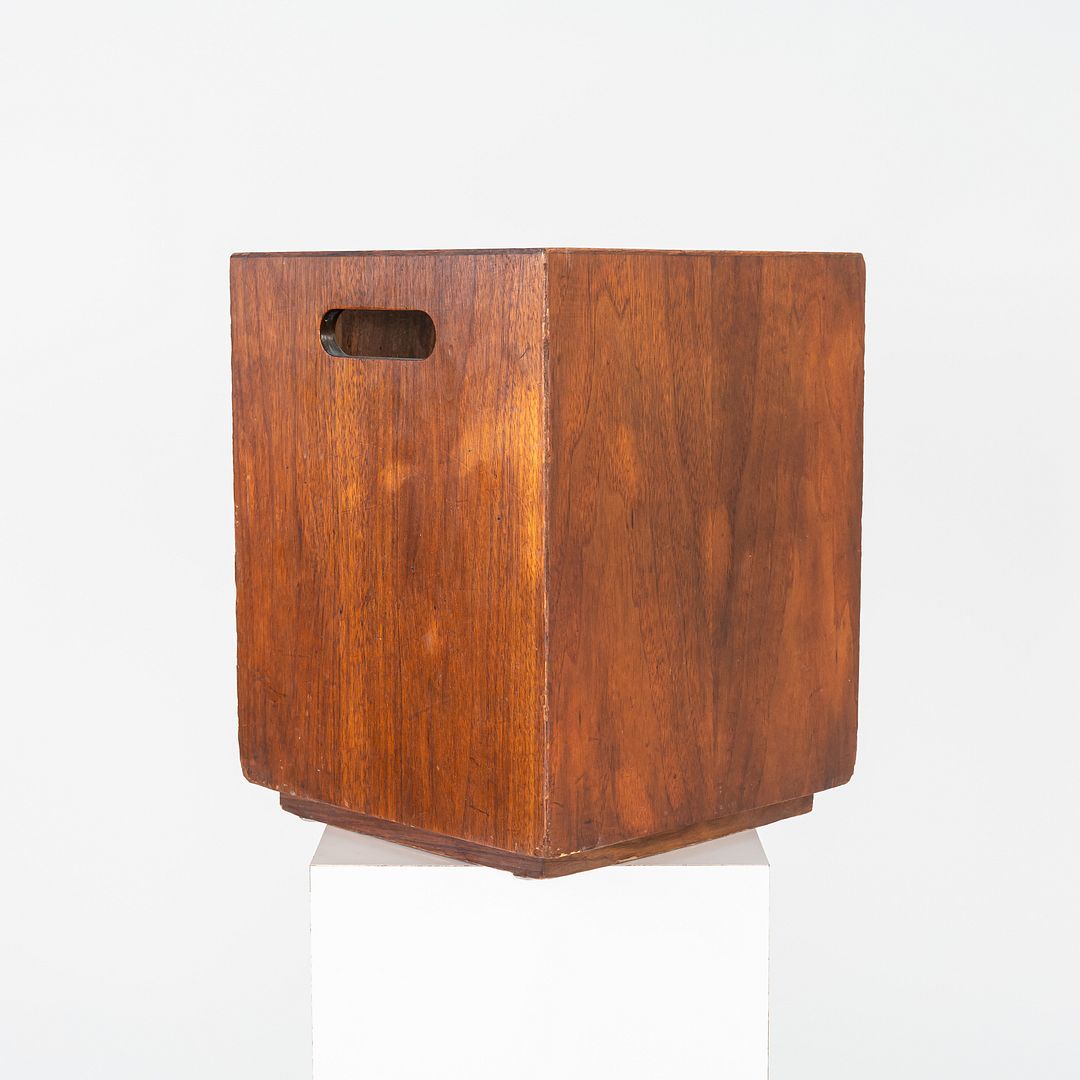 1970s Jens Risom Design Mid-Century Modern Wastebasket Trash Can in Walnut