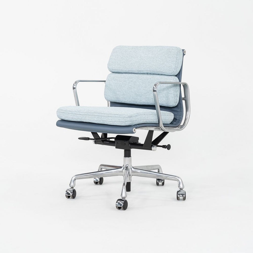 SOLD 2010s Herman Miller Eames Soft Pad Management Desk Chair Blue Fabric & Leather