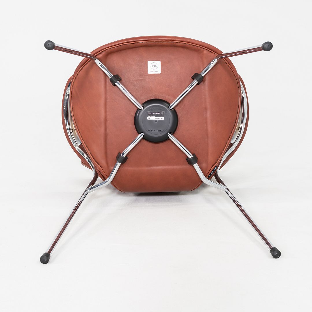 2022 Arne Jacobsen for Fritz Hansen Lily Arm Chair in Chestnut Grace Leather