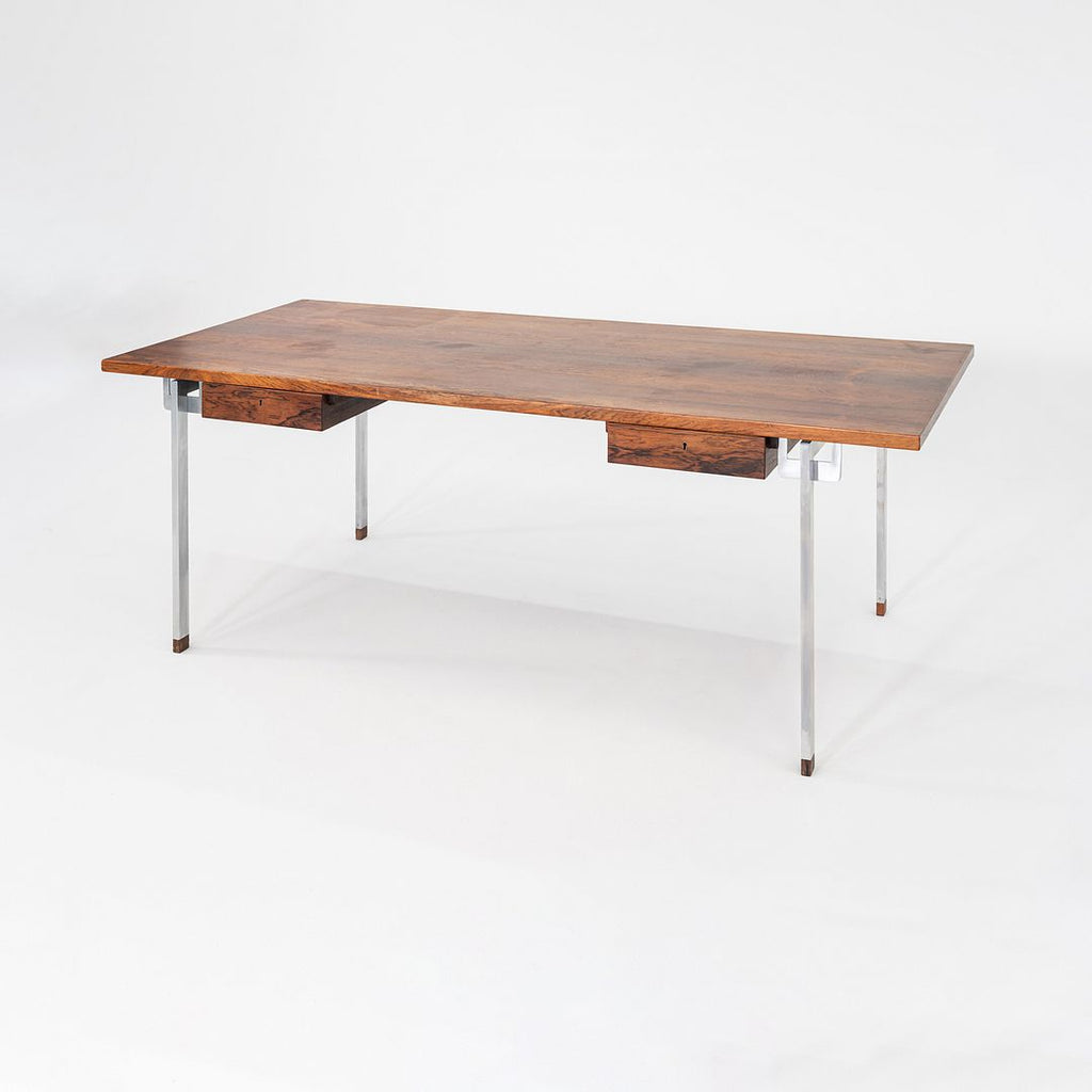 1960s Hans J. Wegner for Andreas Tuck AT325 Desk in Rosewood and Brushed Steel