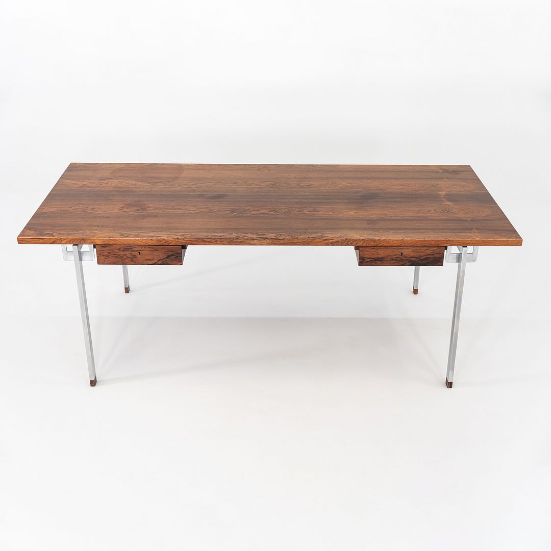 1960s Hans J. Wegner for Andreas Tuck AT325 Desk in Rosewood and Brushed Steel