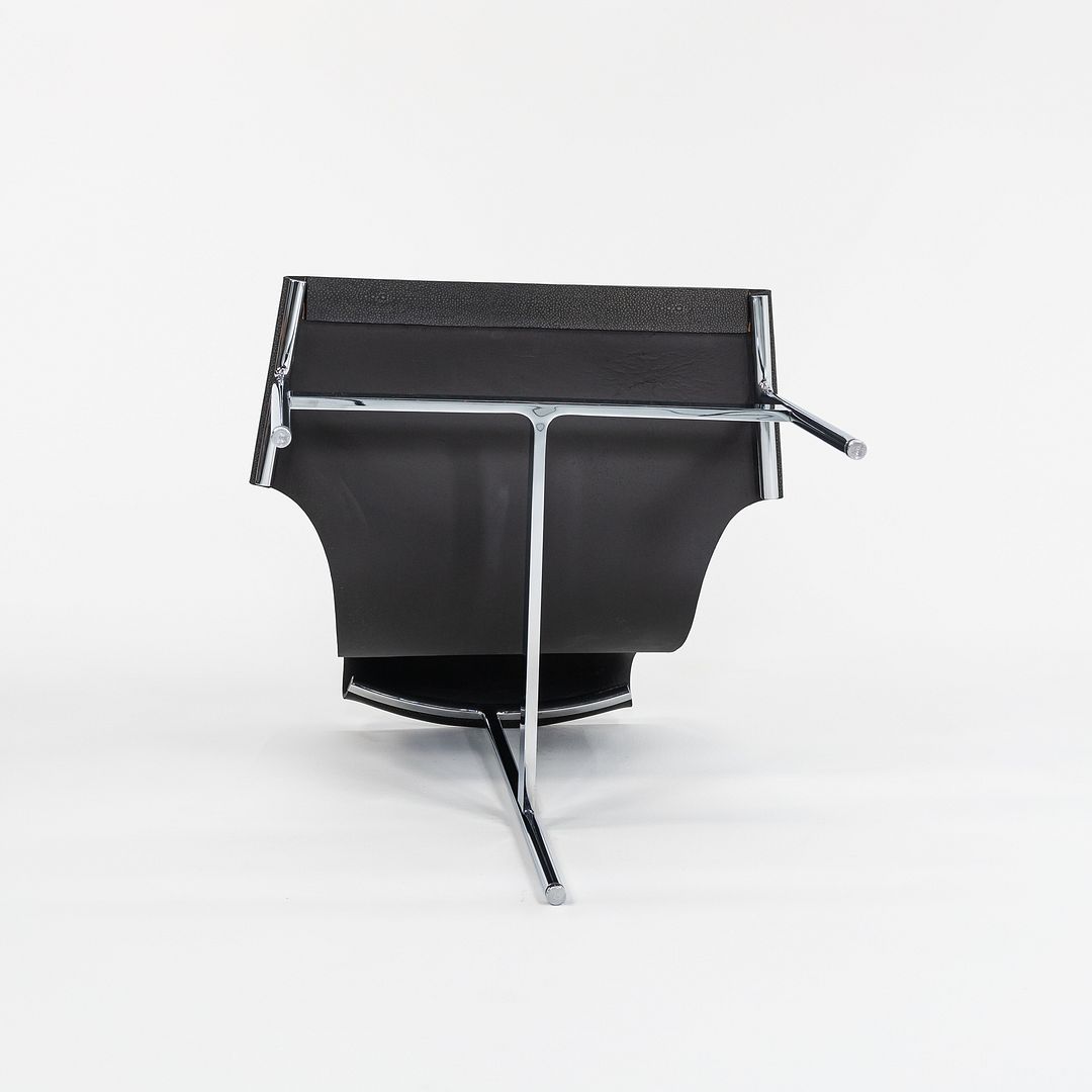 Set of Four Made to Order Gratz TG-10 Sling Dining Chairs Black Speckled Leather