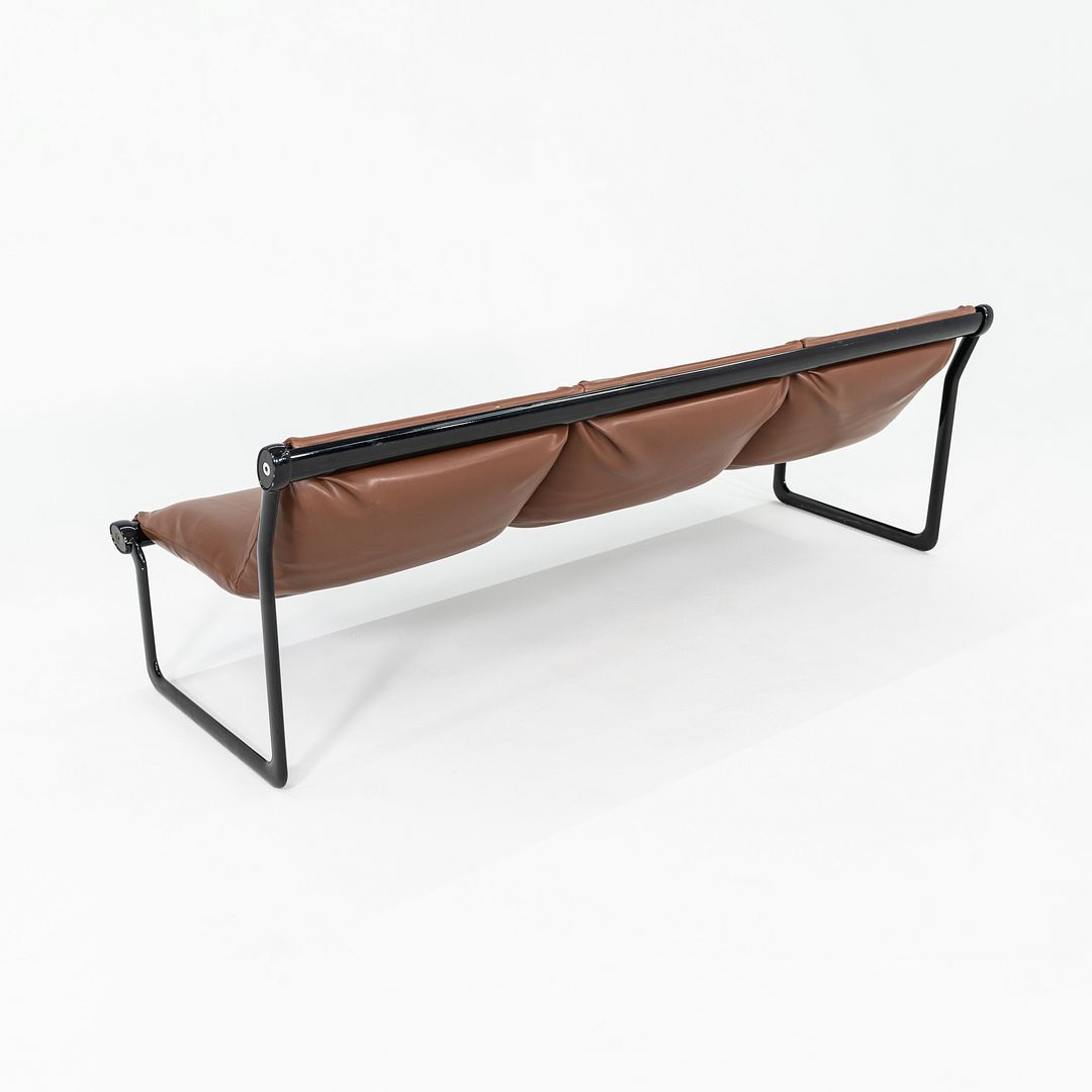 1970s Hannah Morrison for Knoll Armless Sofa Steel w/ Brown Leather Upholstery