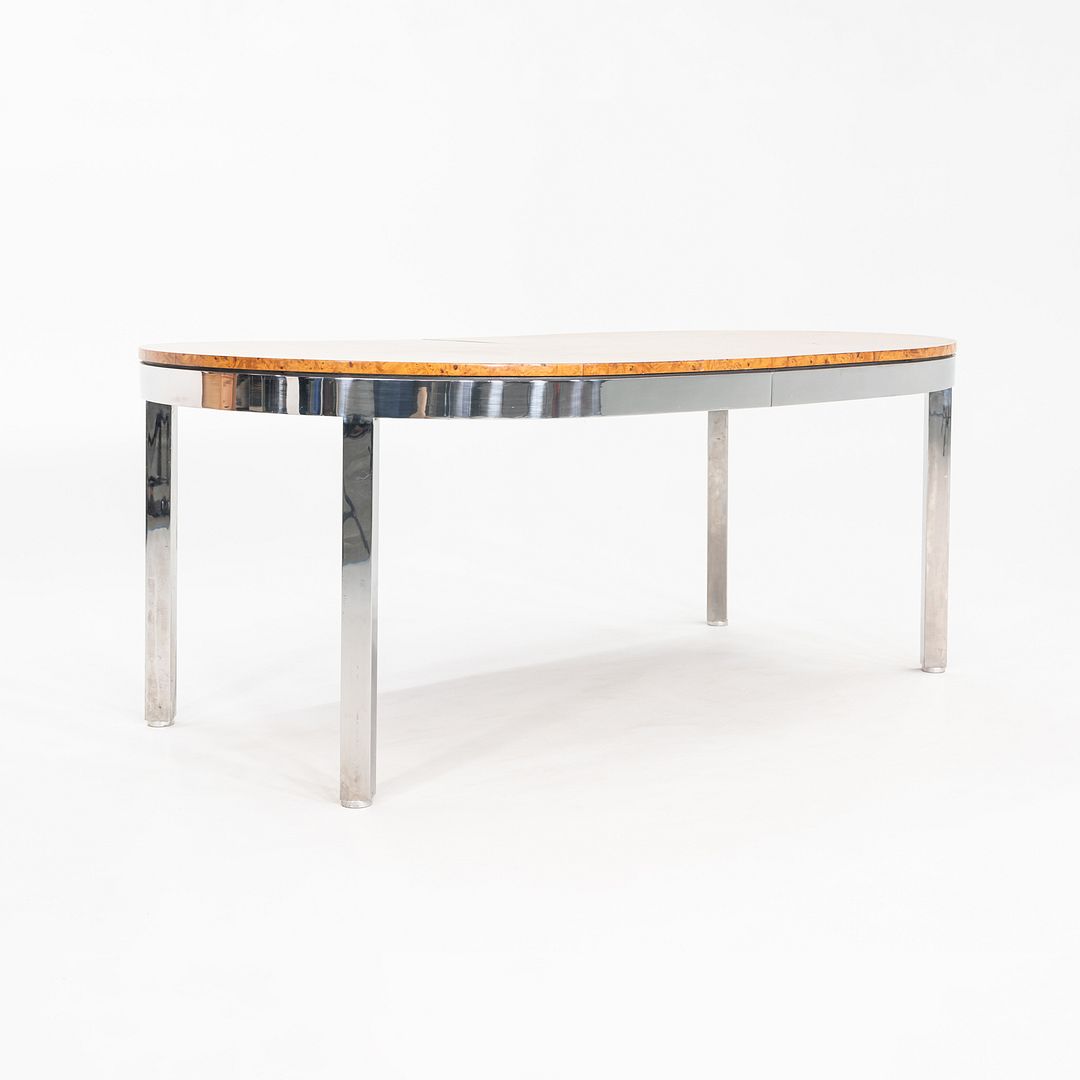 1970 I.M. Rosen for Pace Collection Burl & Chrome 967 Dining Table 42x72 inches