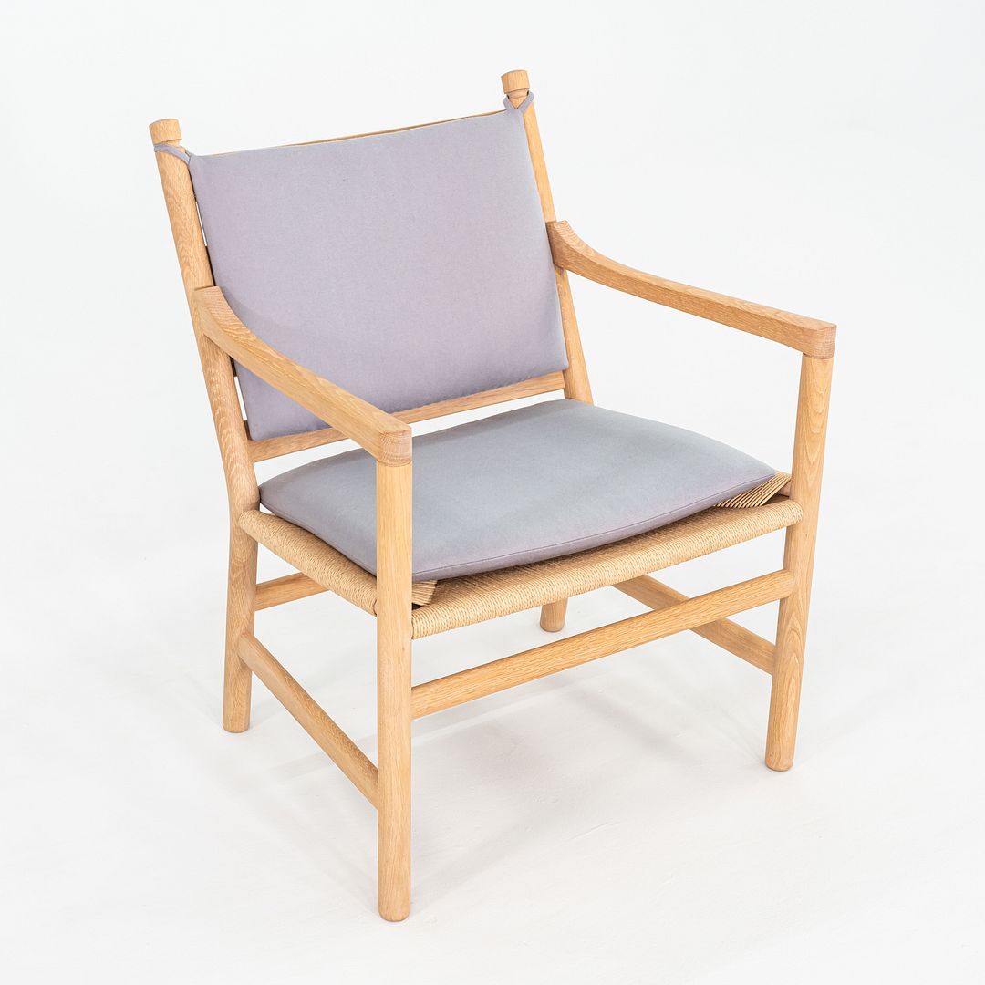 C. 2020 Pair of Hans Wegner for Carl Hansen CH44 Ladderback Lounge Chairs in Oak with Cushions