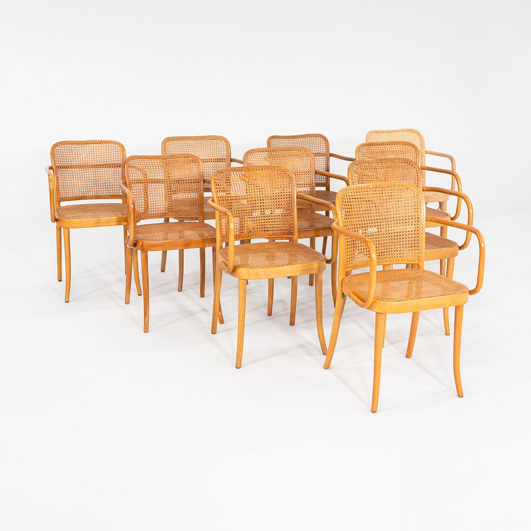 SOLD 1980s Set of 10 Model 811 Prague Chairs by Josef Hoffman for Stendig / Thonet