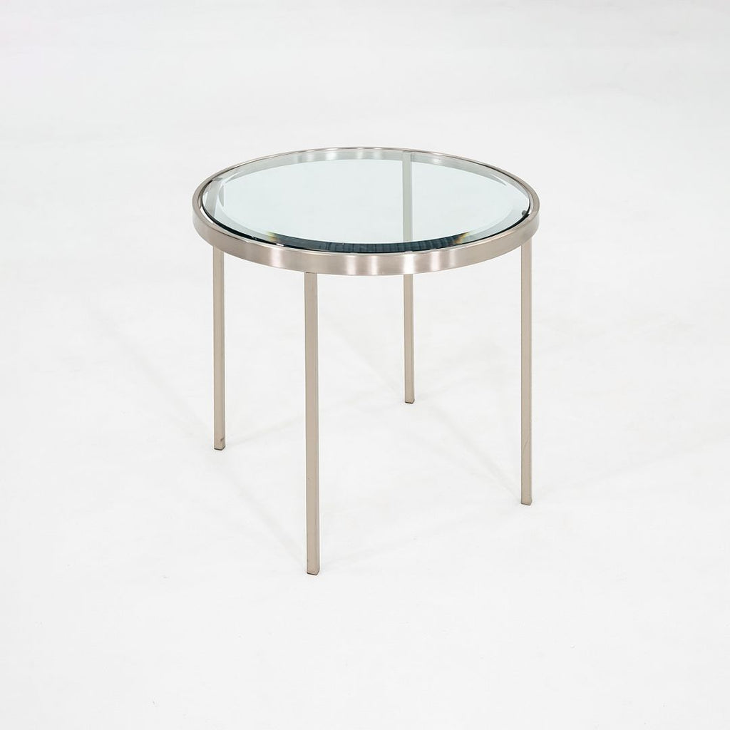 2000s Stainless Steel and Glass End Table Attributed to Geiger or Cumberland 27"