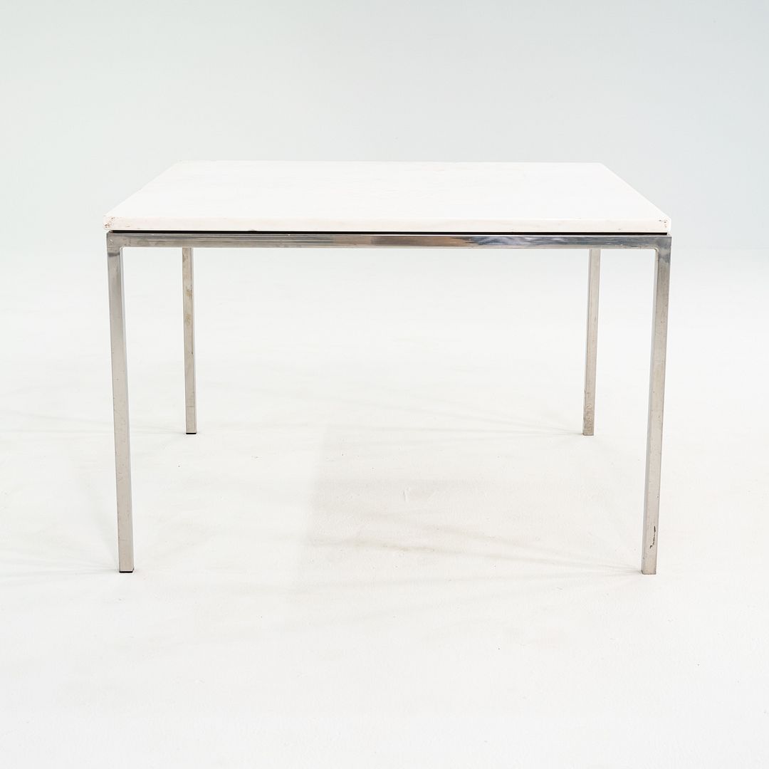 1965 Pair of Custom Marble and Steel Square Side Tables from Yamasaki Building