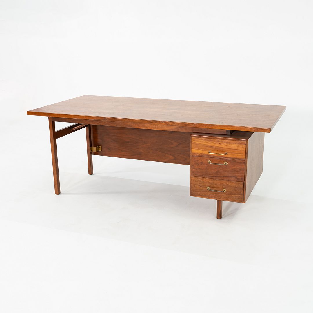 1970s Jens Risom Design Executive Desk in Walnut with Three Drawers