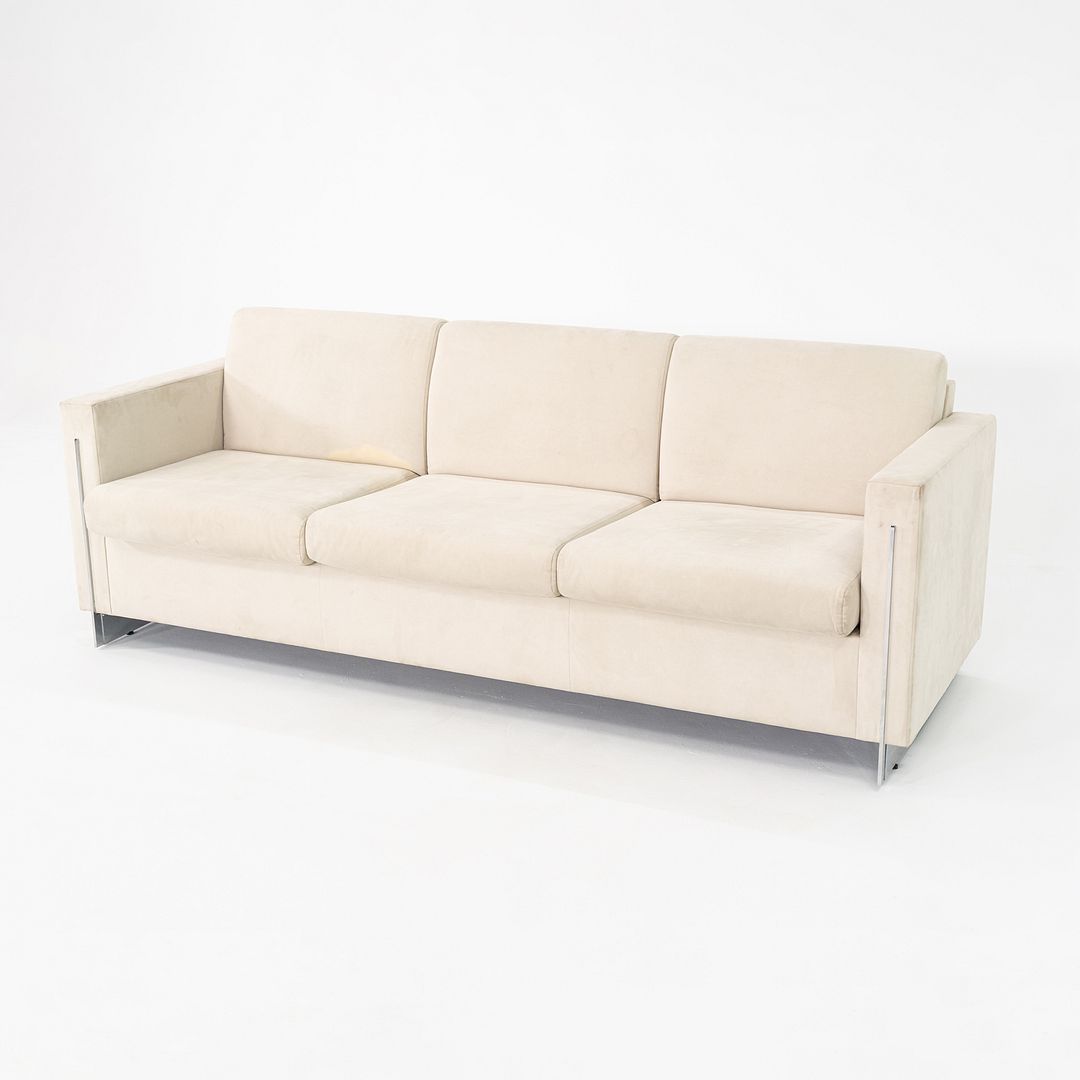 1990s John Nelson for Tuohy Furniture Three Seat Tuxedo Sofa 83" w/ White Fabric