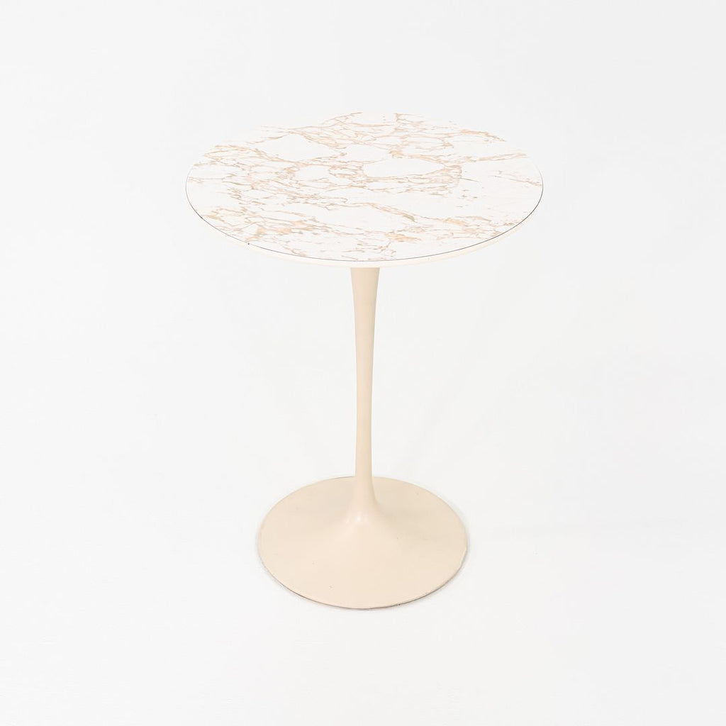 1960s Eero Saarinen for Knoll Pedestal Tulip Side Table w/ Faux Marble Laminate