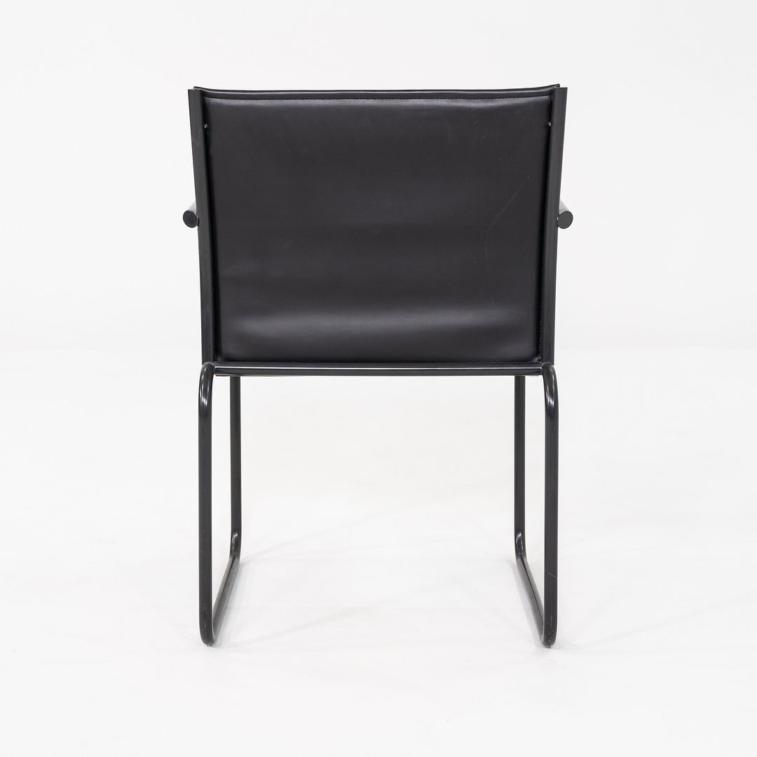 1980s Pair of Richard Schultz for Knoll 1407 Dining Arm Chairs in Black Leather