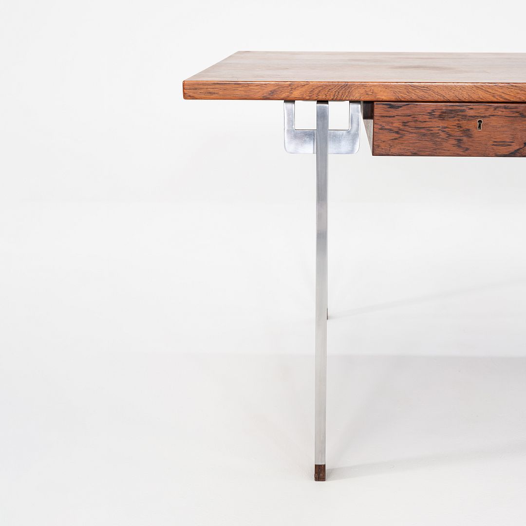 1960s Hans J. Wegner for Andreas Tuck AT325 Desk in Rosewood and Brushed Steel