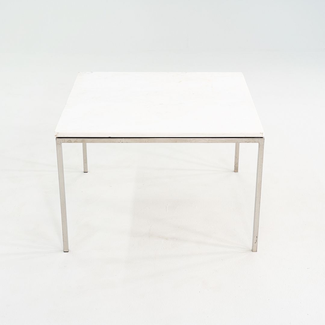 1965 Pair of Custom Marble and Steel Square Side Tables from Yamasaki Building
