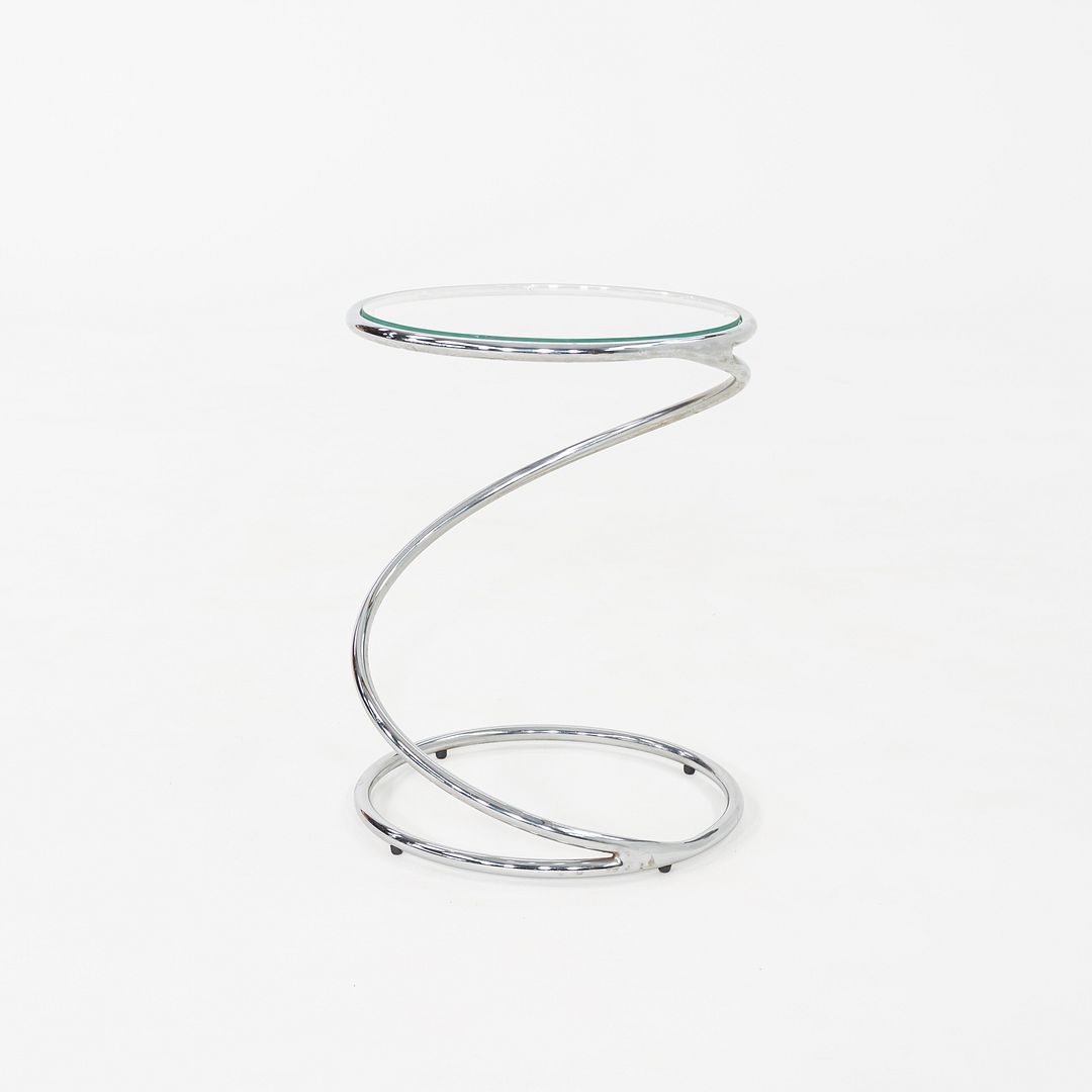 1970s Pair of Pace Collection Spring Side or End Tables in Chrome and Glass