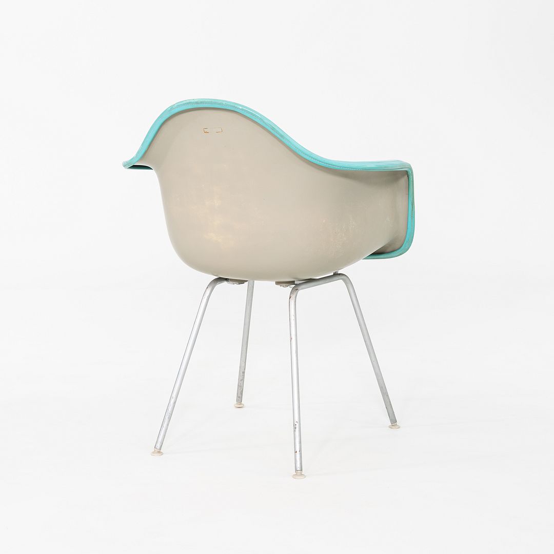 C. 1956 Pair of Herman Miller Eames Fiberglass DAX Arm Shell Chair in Naugahyde