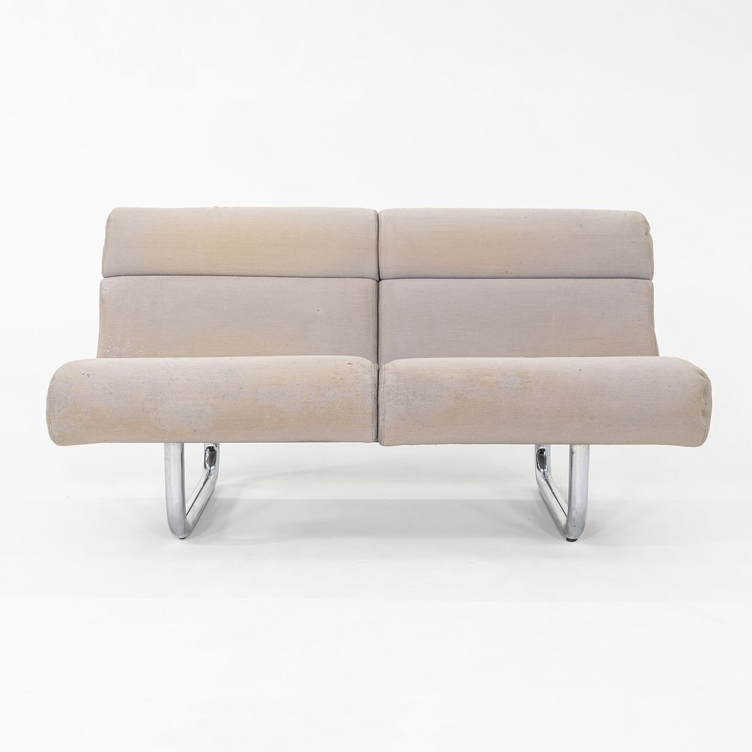 C. 1970s Richard Schultz Design Prototype Loveseat Sofa Tubular Polished Steel