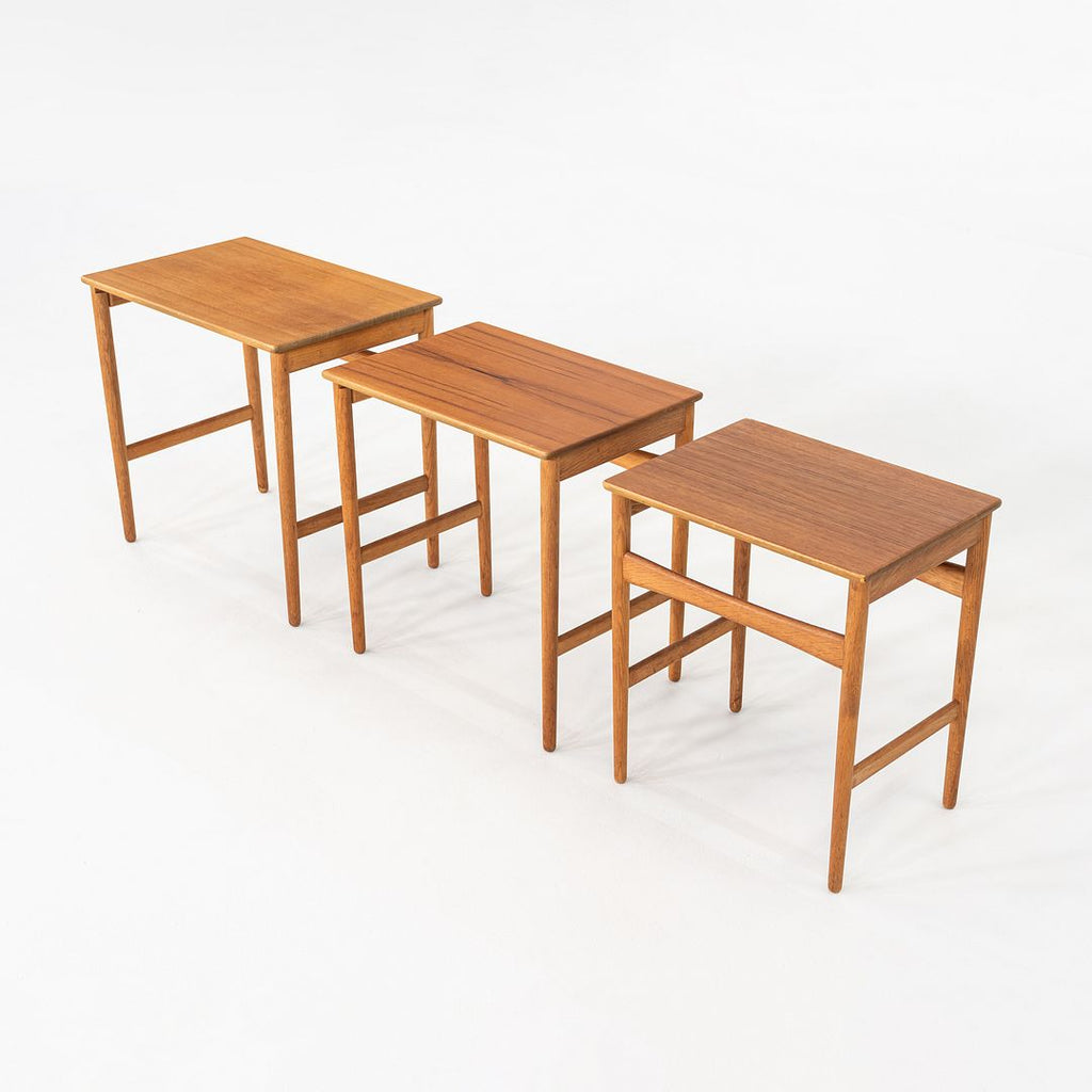 1960s Set of Three Danish Nesting Tables Hans Wegner for Andreas Tuck Teak & Oak