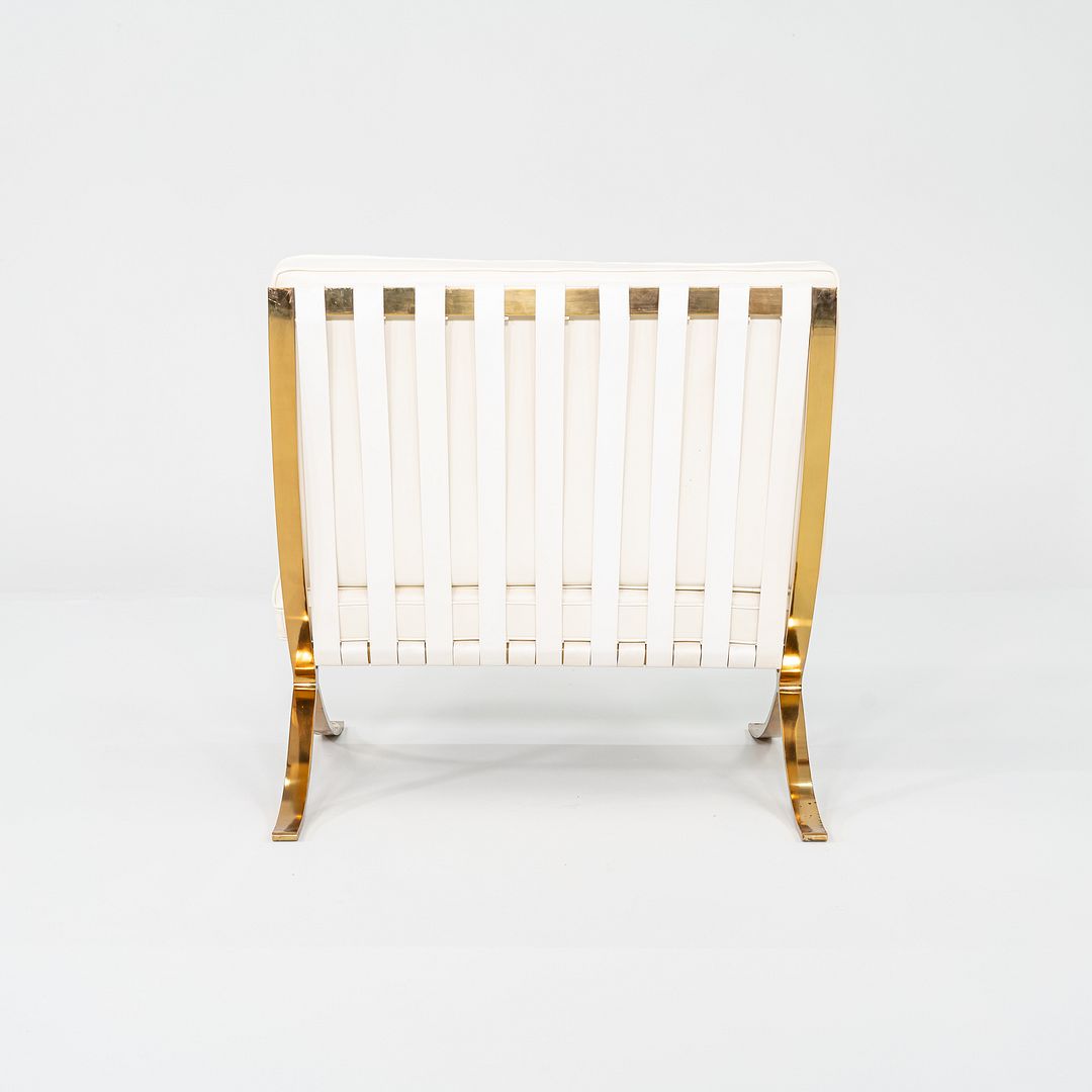 Mies Van der Rohe for Knoll + Gratz Barcelona Chair White w/ Gold Plated Frame
