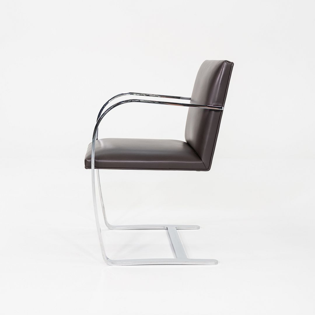 2010s Mies van der Rohe Knoll Flat Bar Brno Dining Arm Chair in Brown 20+ Avail
