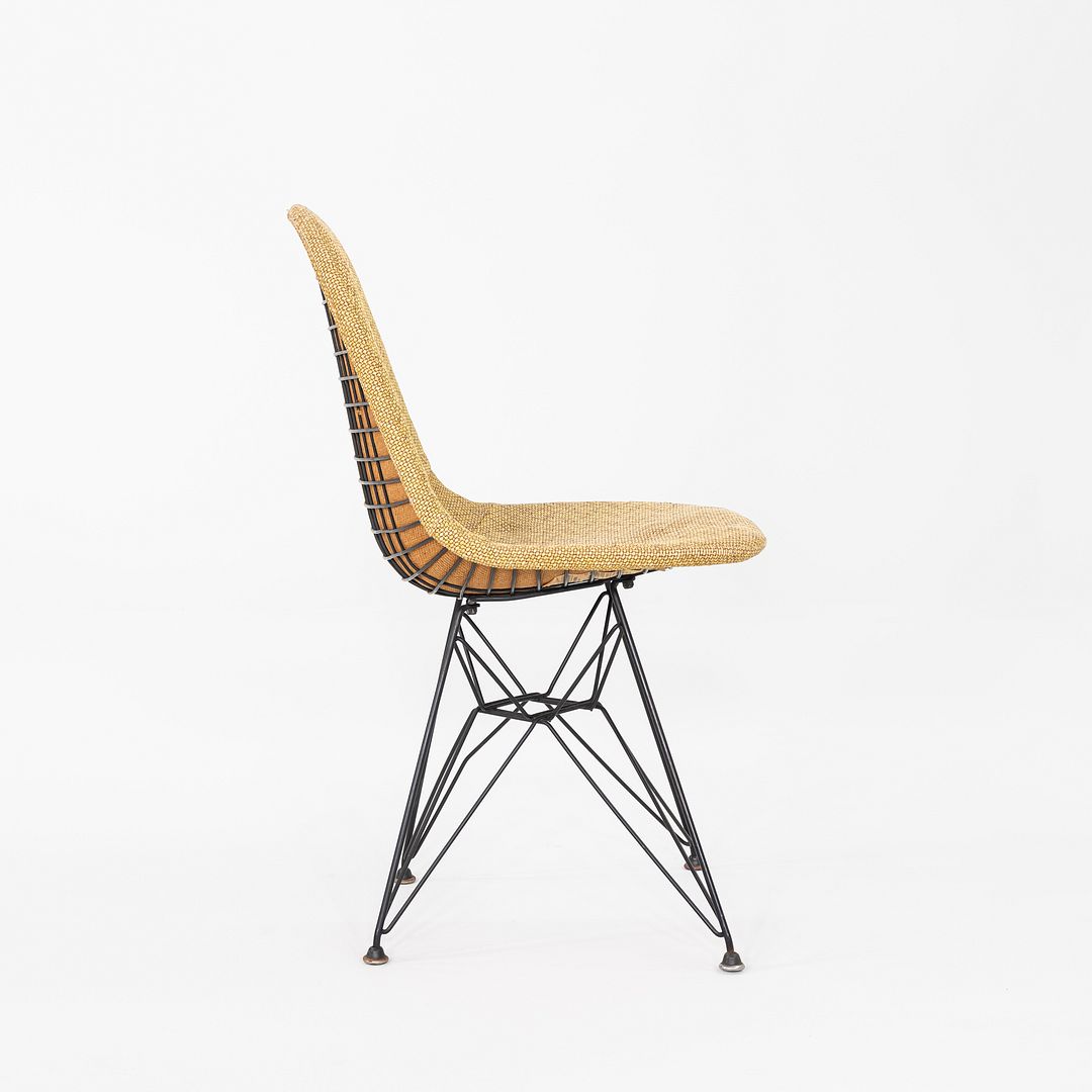 1954 Pair of Eames Herman Miller DKR-1 Chairs w/ Eiffel Bases in Hopsack Fabric